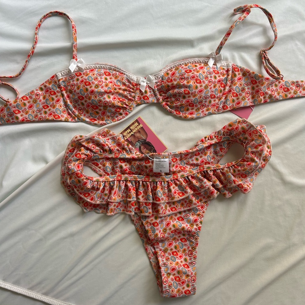 Strawberry Milk Mob Red and Orange Bikini Set